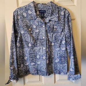 Charter Club Womens Size XL Blue Paisley Jacket